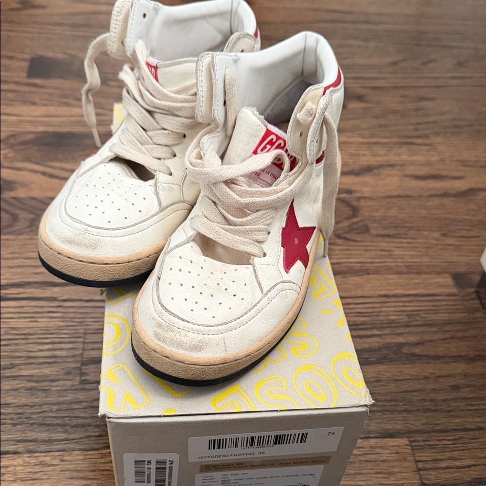 Golden Goose Kids High-Top Sneakers - Cream and Red - Picture 7 of 7